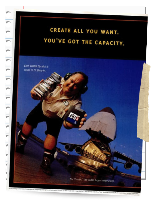 Vintage magazine ad for Zip discs